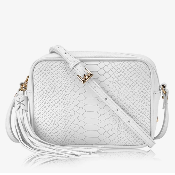 Madison Bags New Madison Crossbody White Embossed Python Leather